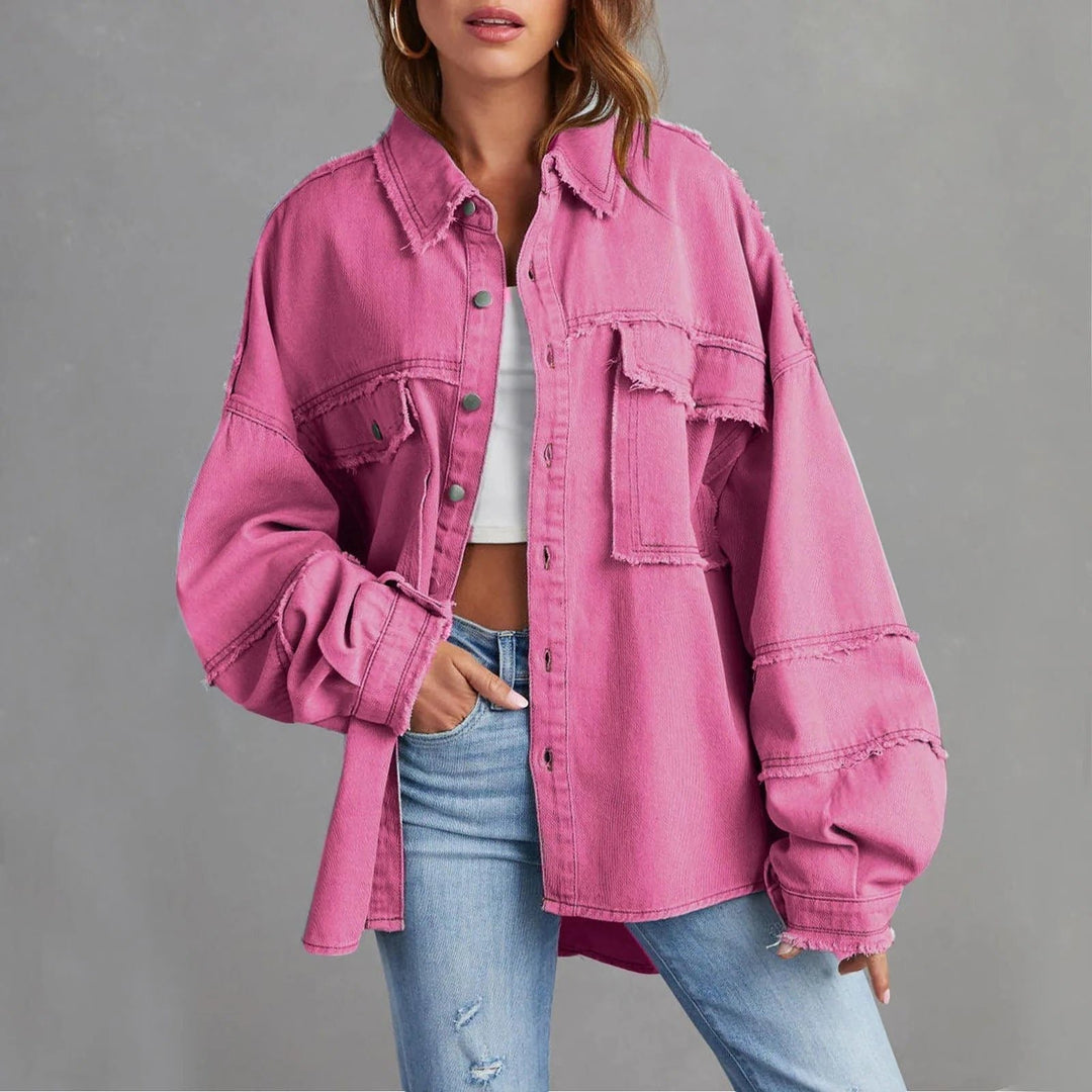 Rozenn | Oversized-Jeanshemdjacke mit Used-Details für Damen