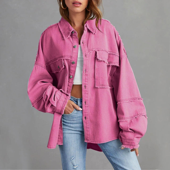 Rozenn | Oversized-Jeanshemdjacke mit Used-Details für Damen