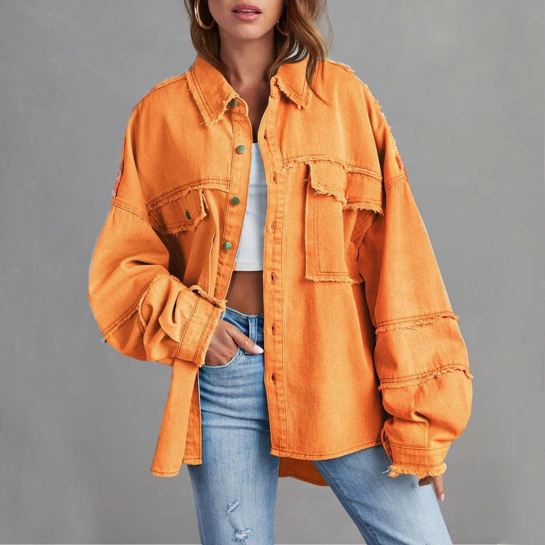 Rozenn | Oversized-Jeanshemdjacke mit Used-Details für Damen