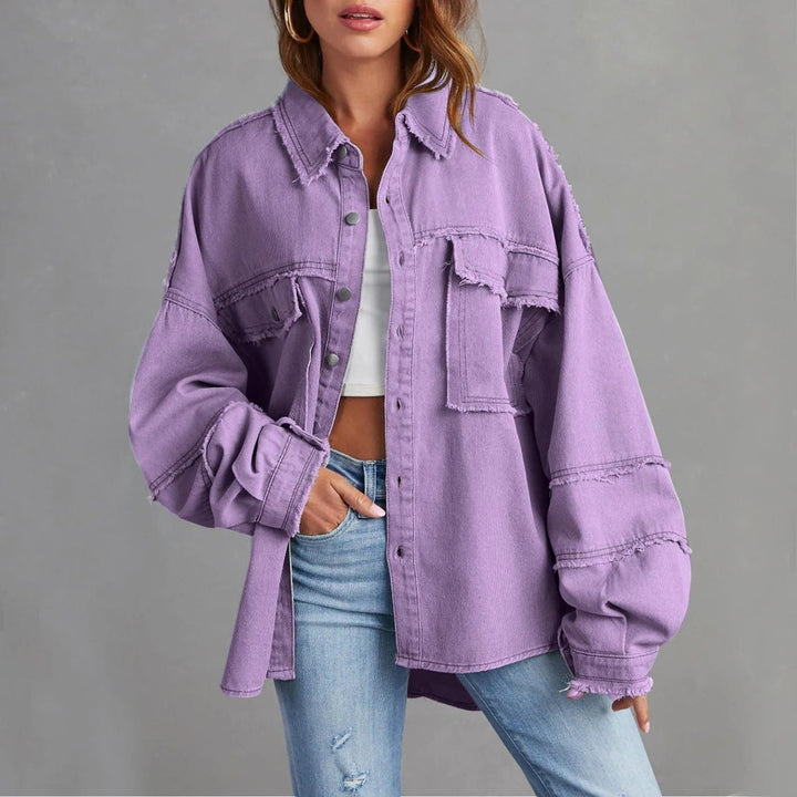 Rozenn | Oversized-Jeanshemdjacke mit Used-Details für Damen