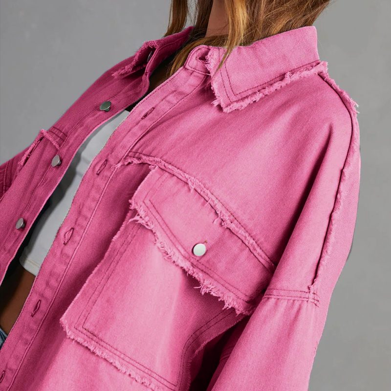 Rozenn | Oversized-Jeanshemdjacke mit Used-Details für Damen
