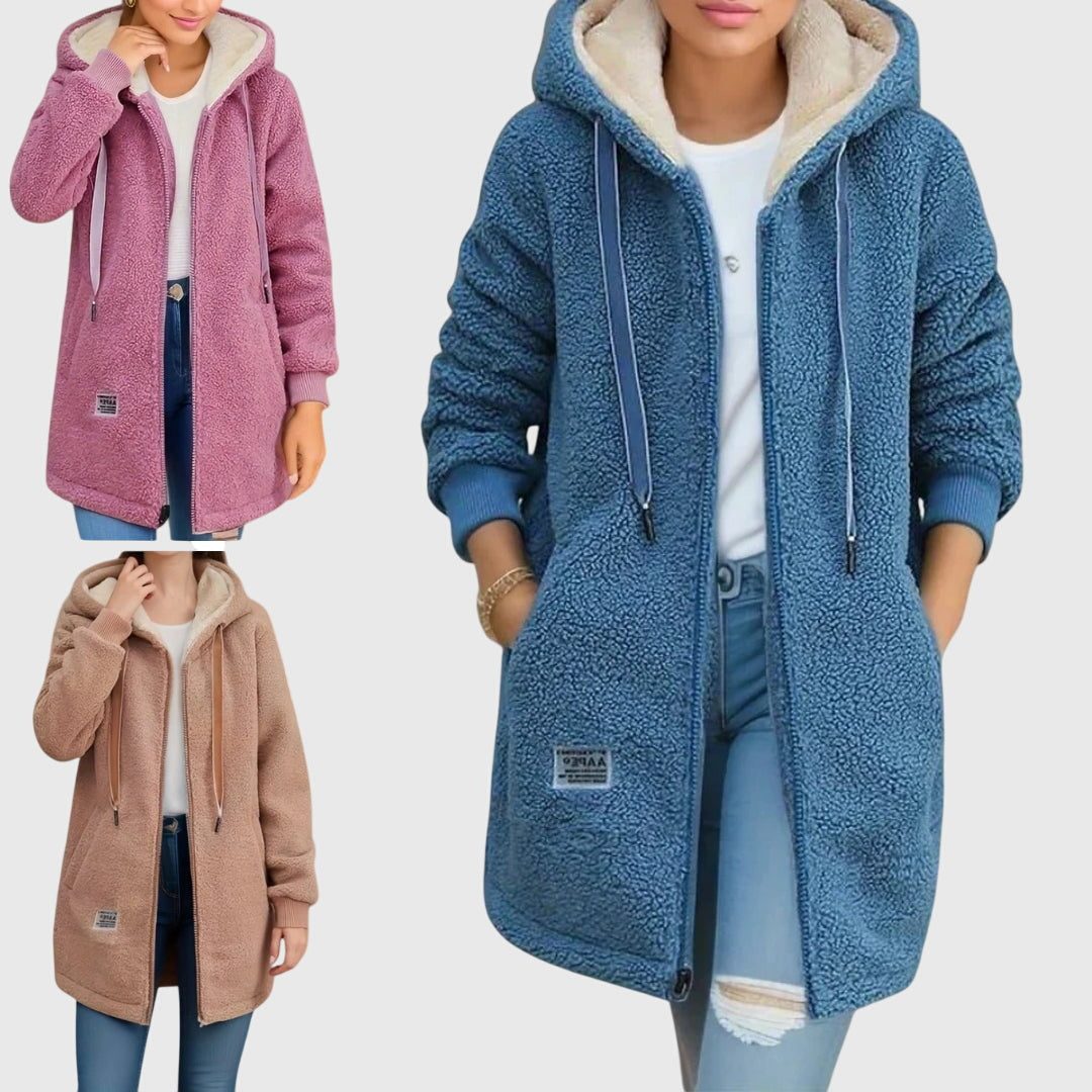 Sophie | Fleecejacke mit Kapuze und Sherpa-Futter für Damen