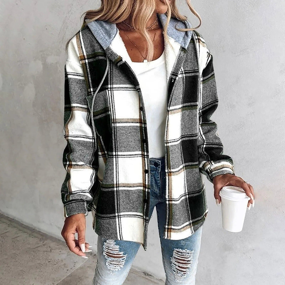 Victorine | Karierte Oversized-Strickjacke mit Knopfleiste für Damen