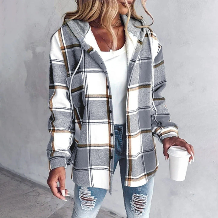 Victorine | Karierte Oversized-Strickjacke mit Knopfleiste für Damen