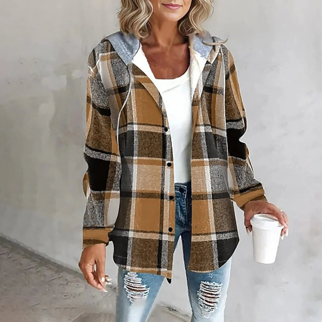 Victorine | Karierte Oversized-Strickjacke mit Knopfleiste für Damen