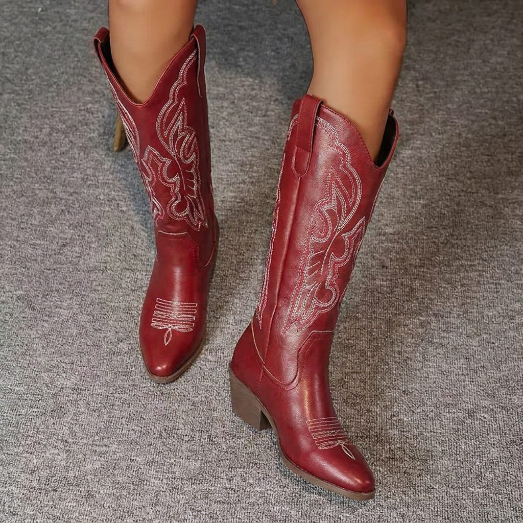 Wendeline | Bestickte Cowgirl-Stiefel mit Blockabsatz für Damen